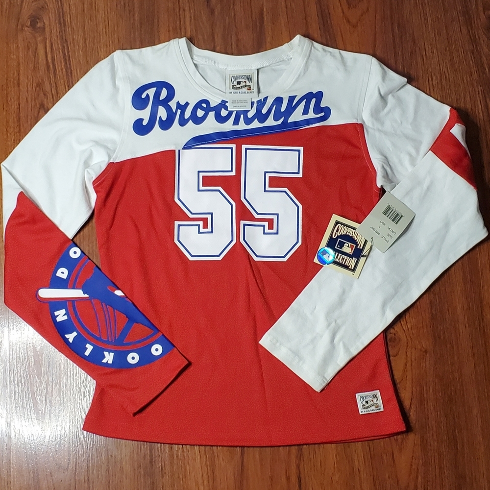 Rare Brooklyn Dodgers Cooperstown Collection Woman's #55 Shirt Jersey Size L